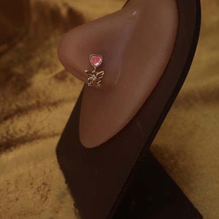 Heart Charm Butterfly Dangle Nose Ring