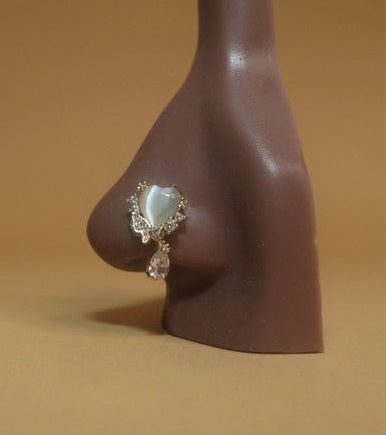 Heart Dangle CZ Gem Magnetic Nose Piercing Jewelry