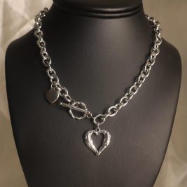 Heart Shape Necklace Choker Silver Jewelry