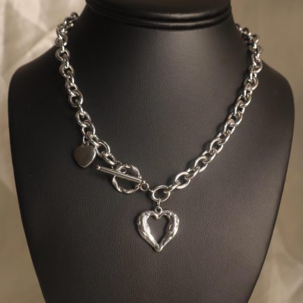 Heart Shape Necklace Choker Silver Jewelry