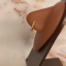 Holy 2.0 Dangle Cubic Zirconia Holy Sign Nose Hoop