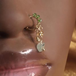 Jade stone Crystal Faux Nose Hoop Cuff