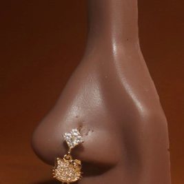 Kitty Dangle  Chain Nose Hoop