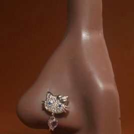 KITTY PINK DANGLE NOSE CUFF