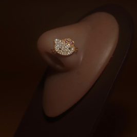 Kitty Very Detailed Rhinestones Nose  Stud Ring