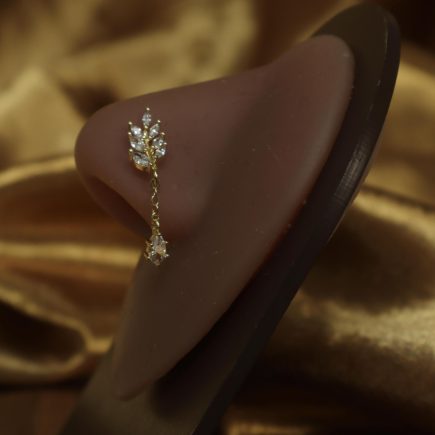 Leaf Flower Dangle with Chain Nose Stud