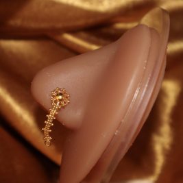 Long Flower Chain Circle Dangle Nose Stud