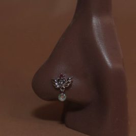 Heart Love Trip Dangle Gem Nose Stud Piercing