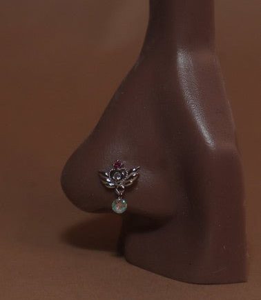 Heart Love Trip Dangle Gem Nose Stud Piercing