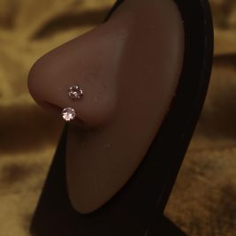 Minimalist Double Pink Gem Nose Hoop