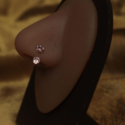 Minimalist Double Pink Gem Nose Hoop