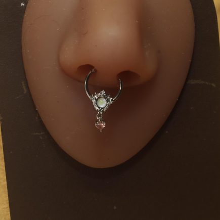 Opal Majesty Middle Crown Delicate Heart Dangle Septum