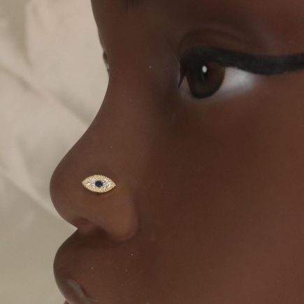 Oval Blue Evil Eye Nose Stud Piercing Jewelry