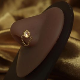 Oval Opal Chain Nose Stud