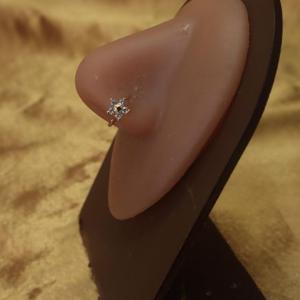 Petite Flower Gemstones Nose Ring Hoop