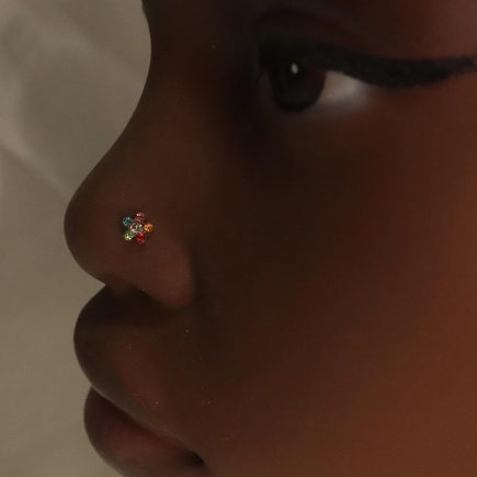 Rainbow Flower Gem Nose Stud Piercing
