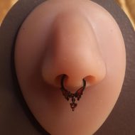 Red Bat Black Heart Septum Clicker Nose Hoop Piercing
