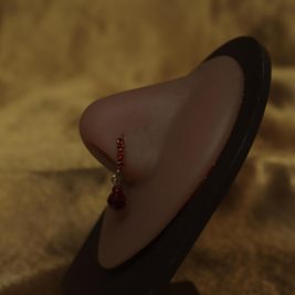 Red Fall Two Balls Dangle Nose Hoop