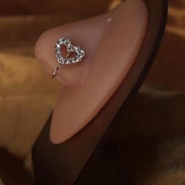 Simple Heart Outline Gem Nose Cuff