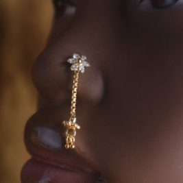 Six Flower CZ Gems Nose Stud Ring Piercing