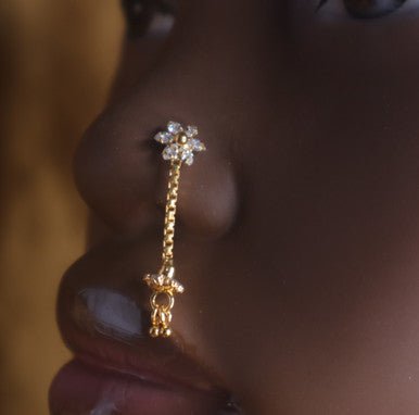 Six Flower CZ Gems Nose Stud Ring Piercing
