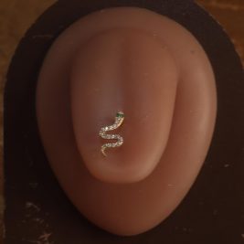 Slime Snake Green Eye 14G Tongue Ring