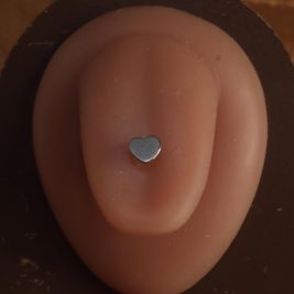 Solid Steel 14G Steel Heart Gem Tongue ring piercing