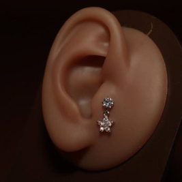 Stainless Steel Clear Gem Star Cartilage Ear Piercing Jewelry