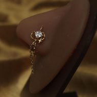 Star Around Orb Chain Nose Clasp Non Piercing