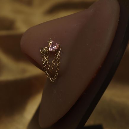 Star Side by Heart Chain Nose Cuff Non Piercing