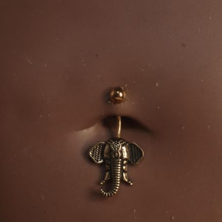 Steel Ancient Elephant Head Navel Ring Piercing