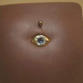 Steel Blue Eye Gem Navel Belly Button Ring