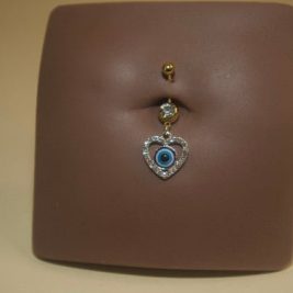 Steel Evil Eye Heart Navel Belly Button Ring