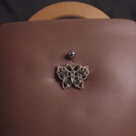 STEEL FOUR GEM CUTE BUTTERFLY NAVEL PIERCING