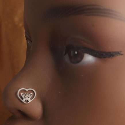 Steel Heart Shape Butterfly Nose Stud Piercing