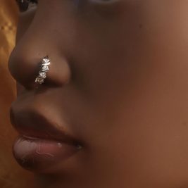 Steel Silver Five Gem Nose Hoop Body Jewelry