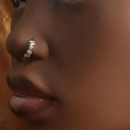 Steel Silver Five Gem Nose Hoop Body Jewelry