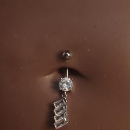 Steel Square Down Gem Navel Body Piercing Jewelry