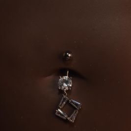 Steel Square Gem Belly Button