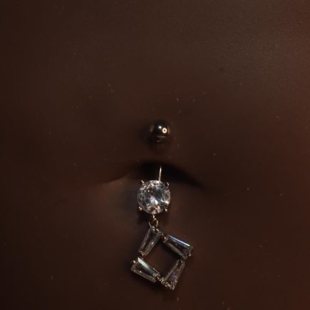 Steel Square Gem Belly Button