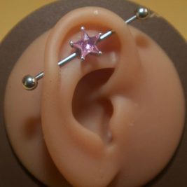 Steel Star Gem Industrial Barbell Body Jewelry