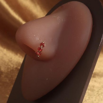 Steel Three Beads Nose Hoop body Jewelry