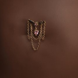 Steel Wing Heart Pink Gold Navel Piercing