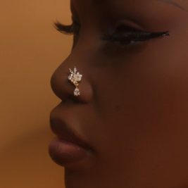 Stella Flower Dangle Gem Nose Stud Ring Piercing