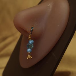 Stylish Nose Hoop Piercing Small Dangling Beads
