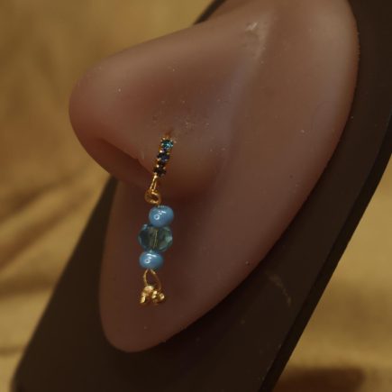 Stylish Nose Hoop Piercing Small Dangling Beads