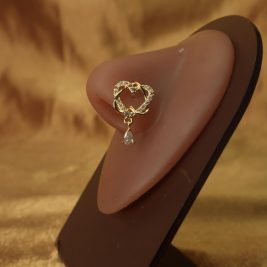 Swirling Heart-Shaped Nose Stud