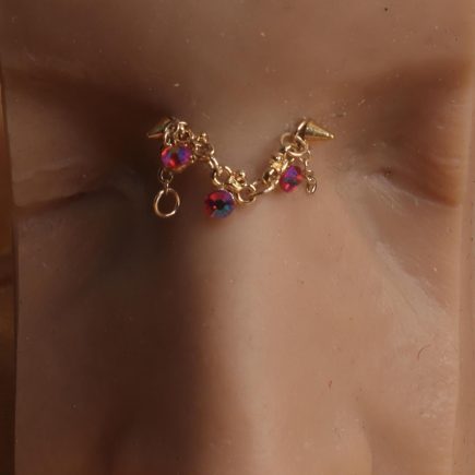 Three Gem Pink Bridge Piercing Jewelry