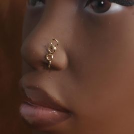 Three Swirl Faux Nose Cuff Pierce less Jewelry