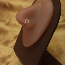 Tiny Heart Gemstone Nose Hoop Ring